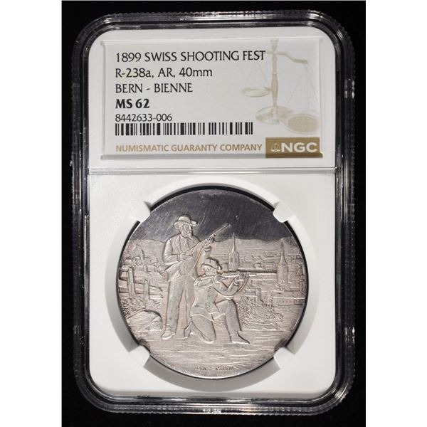 1899 SWISS SHOOTING BERN-BIENNE SILVER NGC MS-62