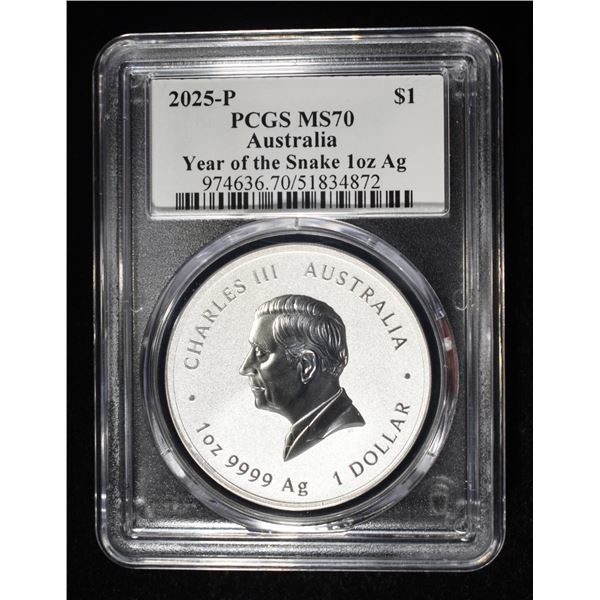 2025-P AUSTRALIA 1 OZ .999 SILVER PCGS MS70