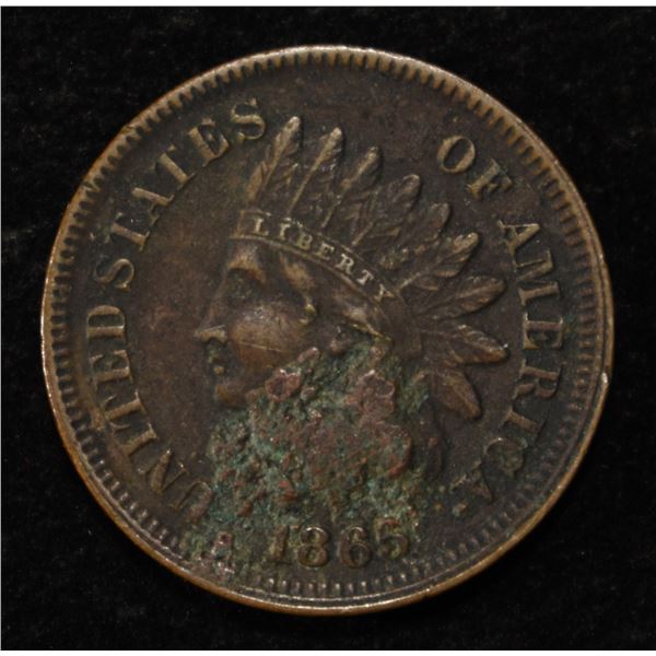 1865 INDIAN HEAD CENT XF DETAIL CORRODED