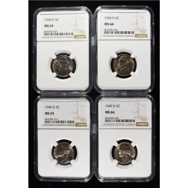 1949-D MS65 &66 & 1950-D MS65 &66 JEFFERSON 5C NGC