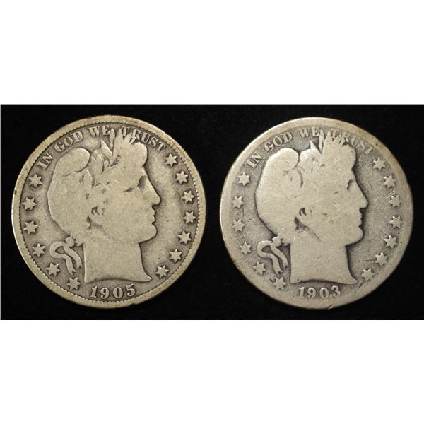 1903-S & 1905 BARBER HALF DOLLARS