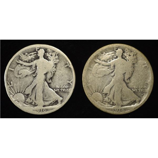 1916-P&D WALKING LIBERTY HALF DOLLARS