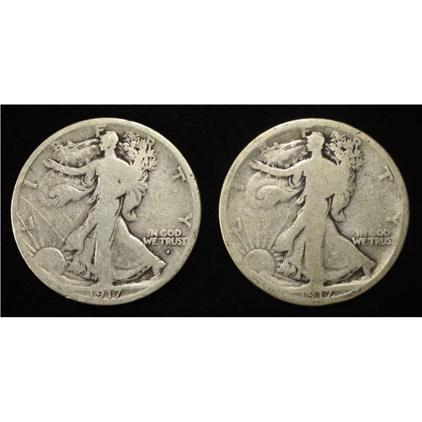 1917-P&S WALKING LIBERTY HALF DOLLARS