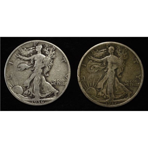 1917-S & 1936-D WALKING LIBERTY HALF DOLLARS