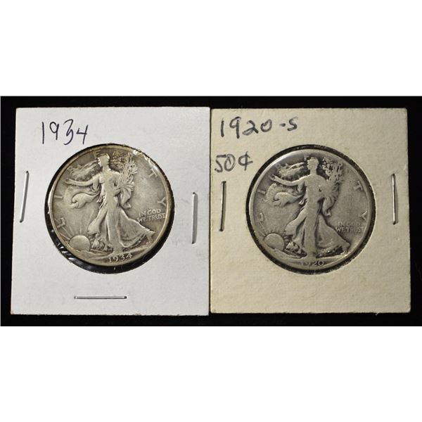1920-S & 1934 WALKING LIBERTY HALF DOLLARS