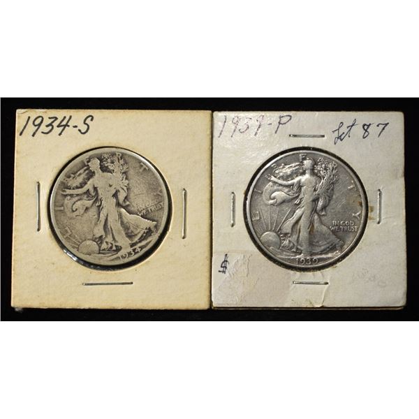1934-S & 1939-P WALKING LIBERTY HALF DOLLARS