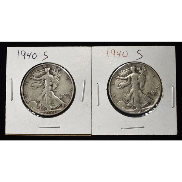 (2) 1940-S WALKING LIBERTY HALF DOLLARS
