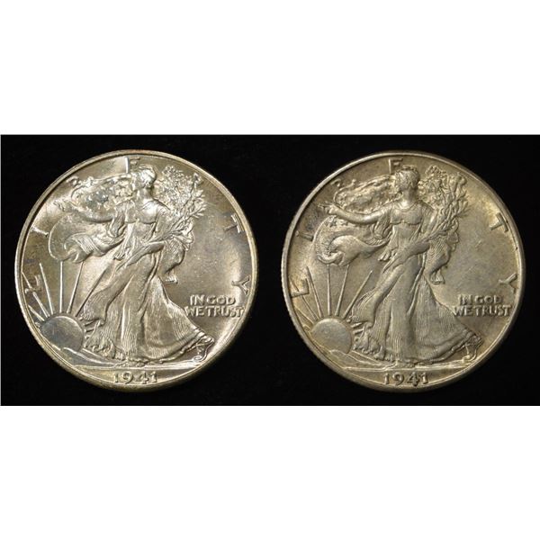 (2) 1941-D WALKING LIBERTY HALF DOLLARS XF/AU