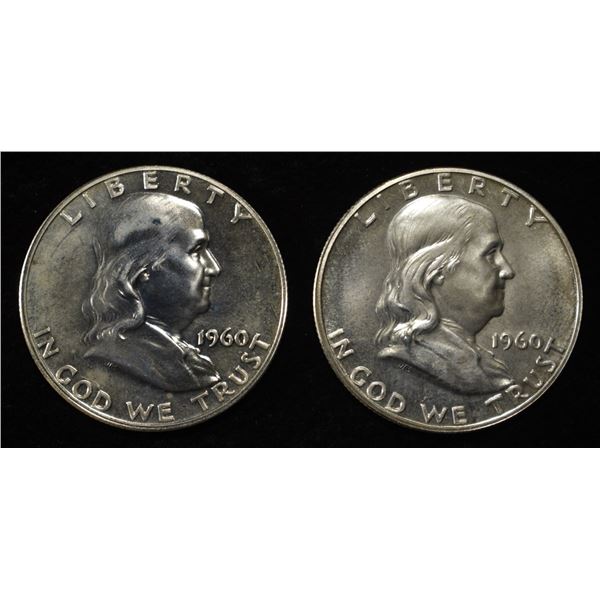 (2) 1960 90% SILVER FRANKLIN HALF DOLLARS PROOF BU