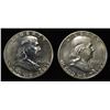 Image 1 : (2) 1960 90% SILVER FRANKLIN HALF DOLLARS PROOF BU