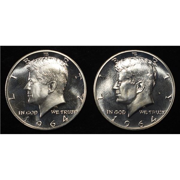 (2) 90% SILVER 1964 KENNEDY HALF DOLLARS PROOF BU