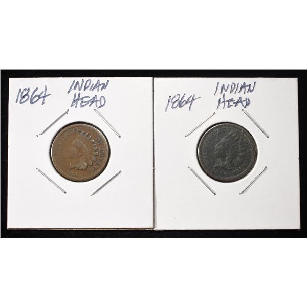 (2) 1864 INDIAN CENTS