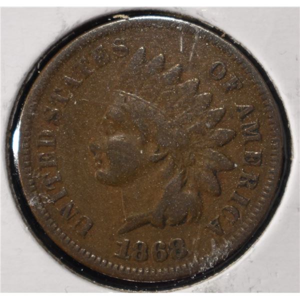 1868 INDIAN CENT VF