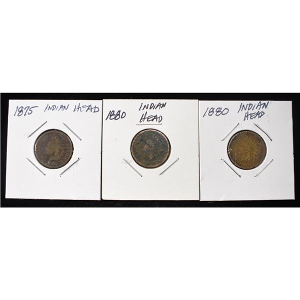 1875 & (2) 1880 INDIAN CENTS