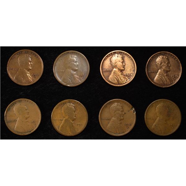 8 NICE EARLY SEMIKEY WHEAT CENTS
