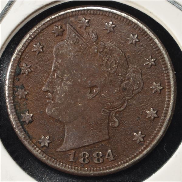 1884 'V' NICKEL VF/XF
