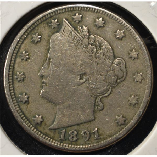 1891 'V' NICKEL XF