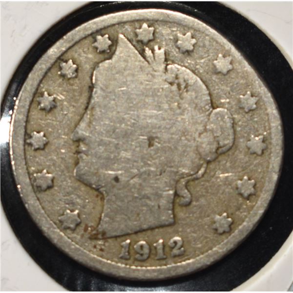 1912-S 'V' NICKEL VG/FINE