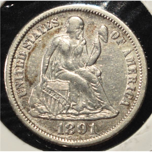 1891 SEATED LIBERTY DIME