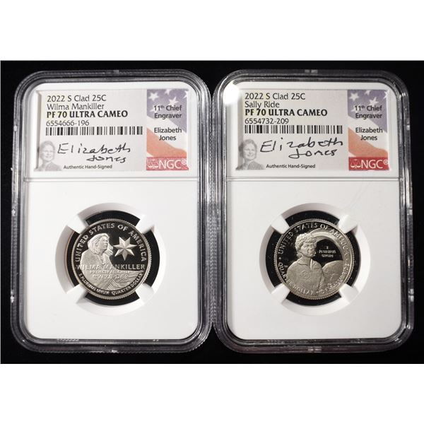 (2) 2022-S CLAD WASHINGTON QUARTERS NGC PF70UCAM
