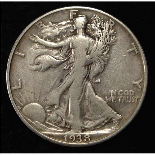 1938-D WALKING LIBERTY HALF DOLLAR XF