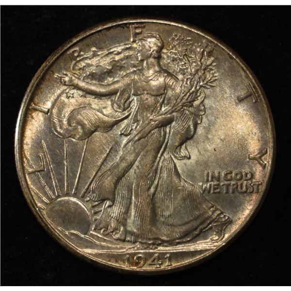 1941 WALKING LIBERTY HALF DOLLAR GEM BU NICE COLOR