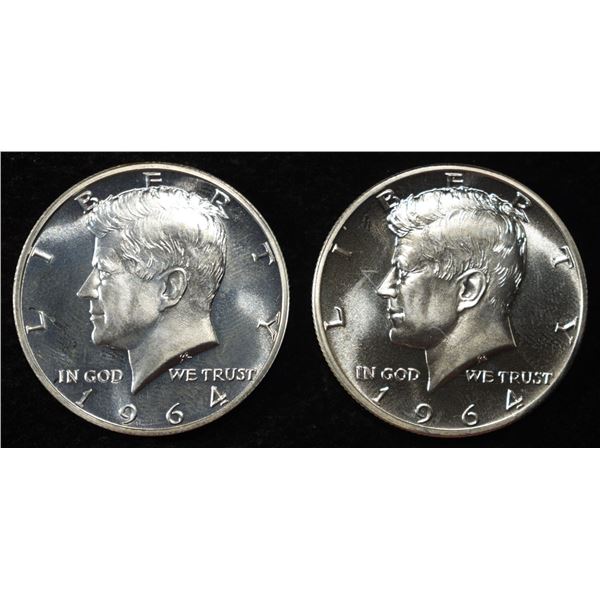 (2) 90% SILVER 1964 KENNEDY HALF DOLLARS PROOF BU