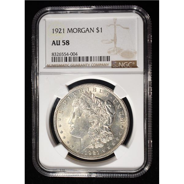 1921 MORGAN DOLLAR NGC AU58