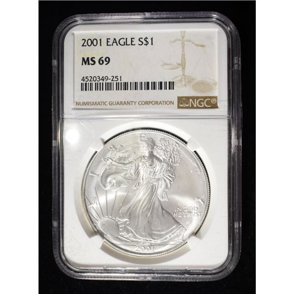 2001 AMERICAN SILVER EAGLE MS69