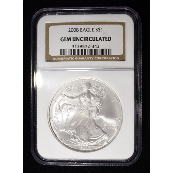 2008 AMERICAN SILVER EAGLE NGC GEM UNC