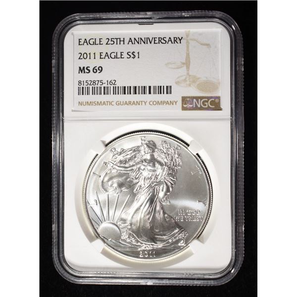 2011 AMERICAN SILVER EAGLE NGC MS69