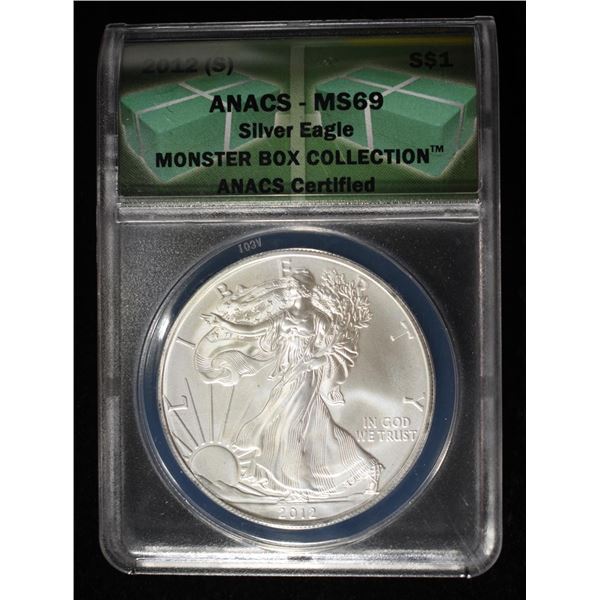 2012 (S) AMERICAN SILVER EAGLE ANACS MS69