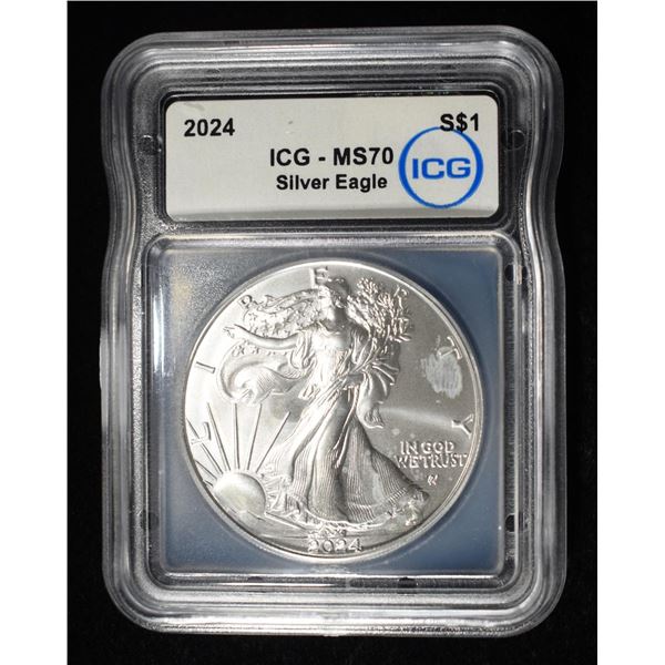 2024 AMERICAN SILVER EAGLE ICG MS70