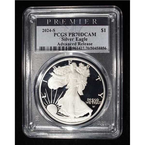 2024-S AMERICAN SILVER EAGLE PCGS PR70 DCAM