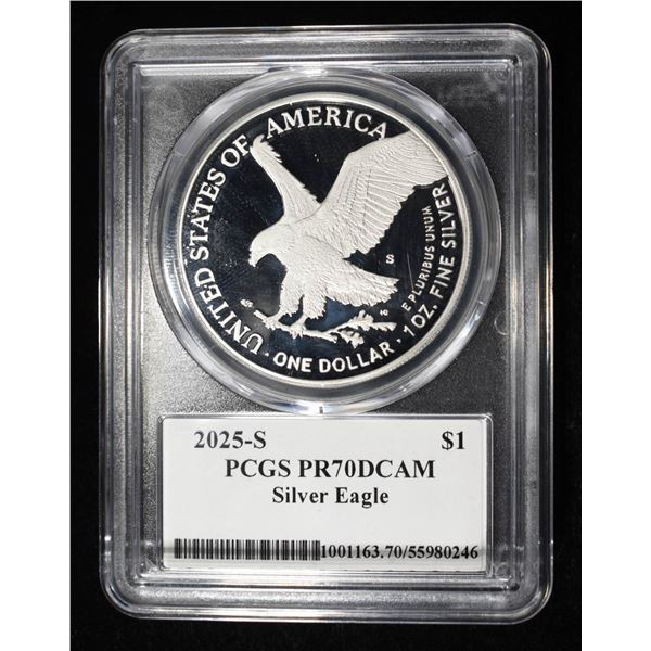 2025-S AMERICAN SILVER EAGLE PCGS PR70 DCAM
