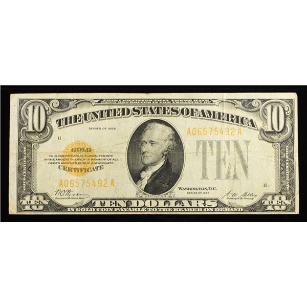 1928 $10 GOLD CERTIFICATE VF