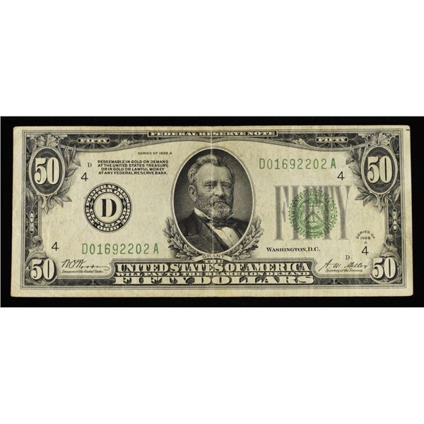 1928A $50 FEDERAL RESERVE NOTE REDEEMABLE IN GOLD