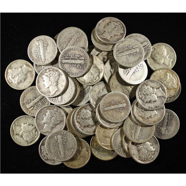 (50) 90% SILVER MERCURY DIMES