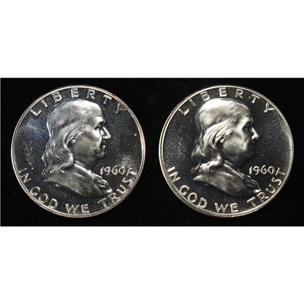 (2) 1960 90% SILVER FRANKLIN HALF DOLLARS PROOF BU