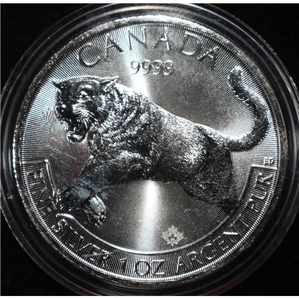 2016 CANADIAN COUGAR 1 OZ .999 SILVER ROUND