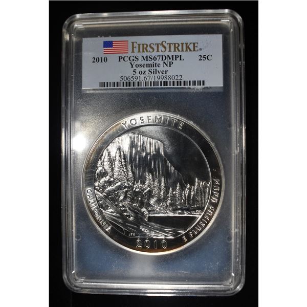 2010 YOSEMITE NP PCGS MS67DMPL 5 OZ SILVER