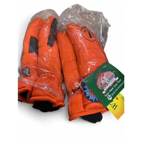 2x Orange Hot Shot Hunting Winter Gloves Water Restistant and Thinsulate liner for Warmth Size Large
