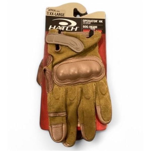 1x  Hatch Tactical Operator Gloves HK with Kevlar Model SOG-HK400 By Safariland Size  Large 9"  Tan