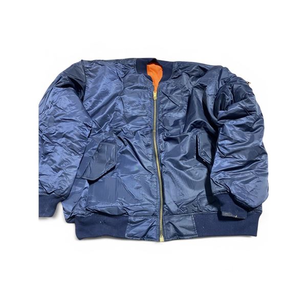 2X Navy Blue Bomber Ma1 Flight Jacket Size Large ( Generous Make Fits Like X-Large )