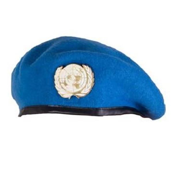 6X Deluxe Canadian Style Beret UN Blue with Removable UN Pin Badge Size 6 7/8