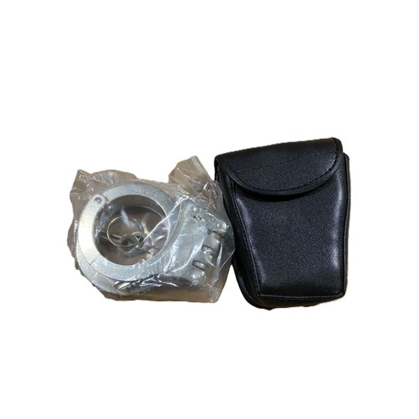 1x Stainless Chain Link Handcuffs with Belt Case