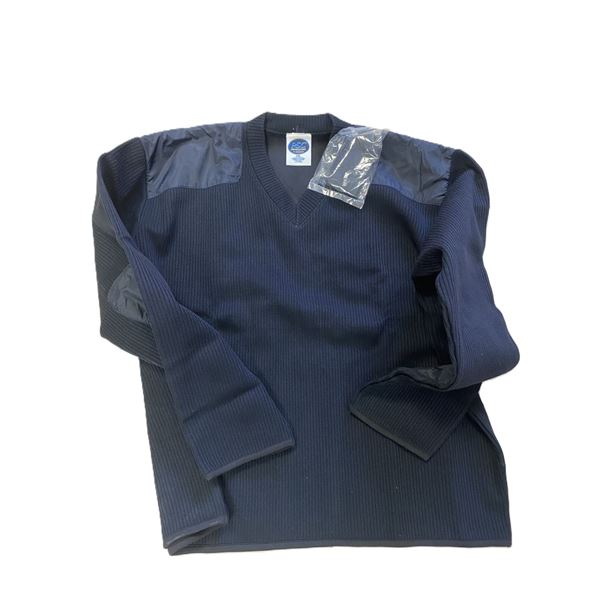 2X   V-NECK DARK NAVY SECURITY SEATER WITH EPAULETS  SIZE  3X-LARGE