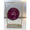 Image 1 : 4.2  INCH PINK AGATE SLICE WITH STAND