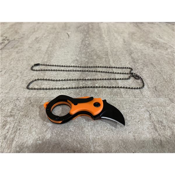 Orange and Black Keychain Knife