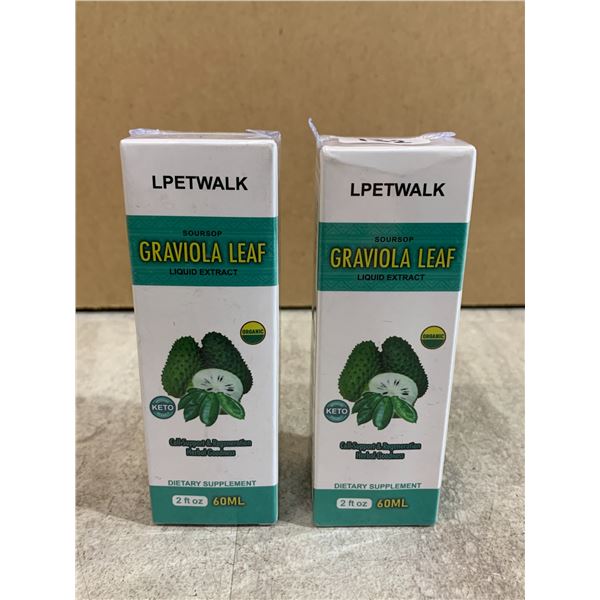 Lot of 2 Graviola Leaf Liquid Extract Dietary Supplement